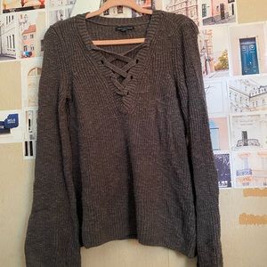 American Eagle Bell Sleeved Cross Front Oversized Sweater
